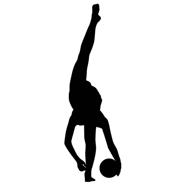 Chica silueta gimnasta con la pelota. Ilustración vectorial
 - Vector, imagen