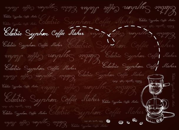 Handgezeichneter Hintergrund der Siphon-Kaffeemaschine - Vektor, Bild
