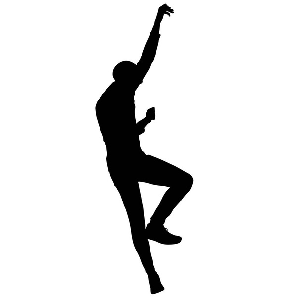 Black silhouette rock climber on white background. - Vector, Image
