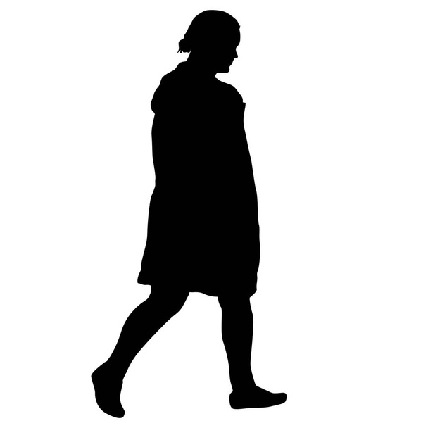 Silhouet vrouw staande, mensen op witte achtergrond - Vector, afbeelding
