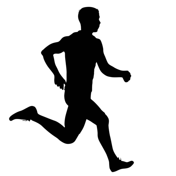 Siyah Siluetler Koşucular beyaz arka planda koşucular - Vektör, Görsel