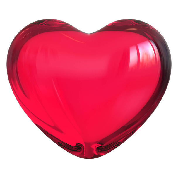Heart shape Love symbol red glass translucent glossy - Photo, image