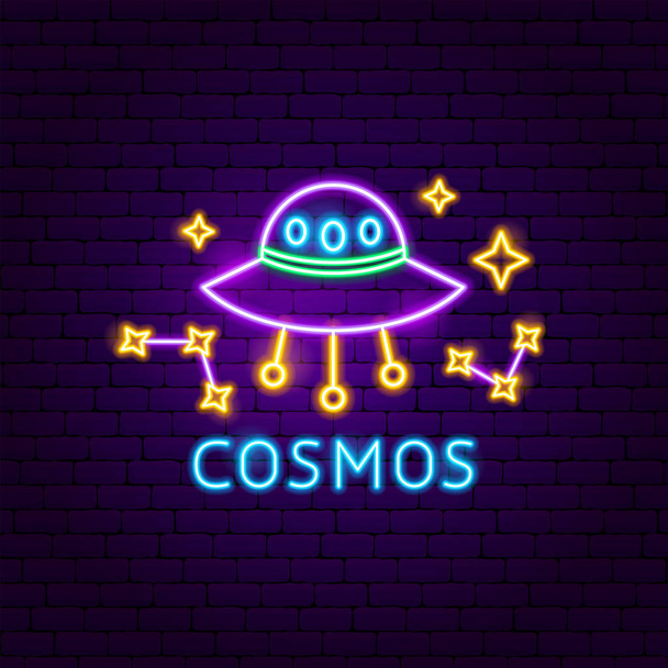 Cosmos Neon Etiket - Vektör, Görsel