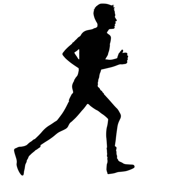 Siyah Siluetler Koşucular beyaz arka planda koşucular - Vektör, Görsel
