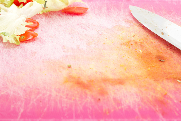 廃棄物の切削トマトとサラダの後 - 写真・画像