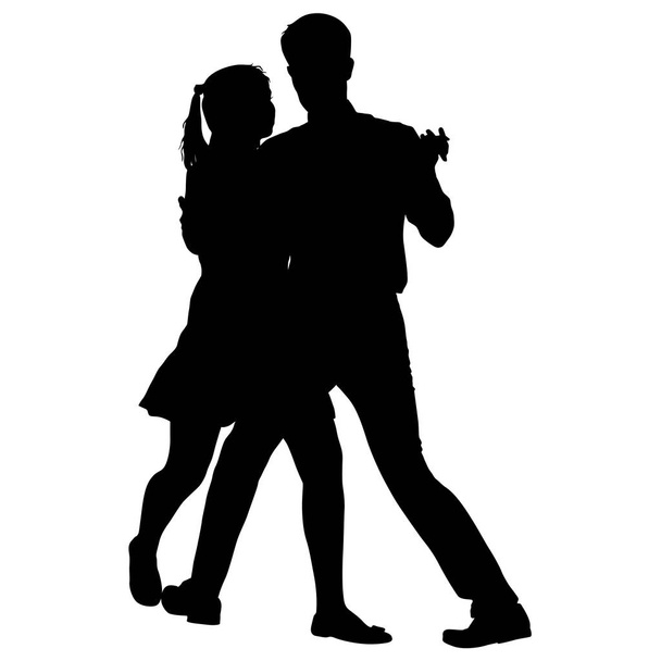 Чорні силуети танцюють чоловіка і жінку на білому тлі
 - Вектор, зображення
