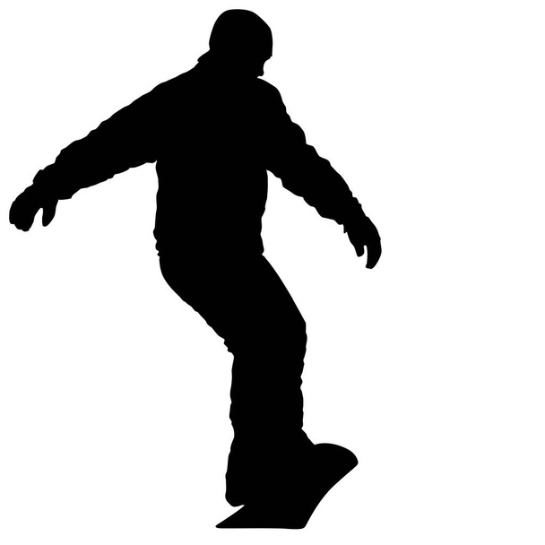 Silhouettes noires snowboarders sur fond blanc illustration
 - Vecteur, image
