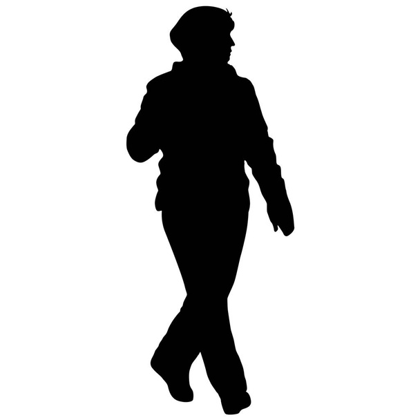 Silhouette woman standing, people on white background - Vector, Image