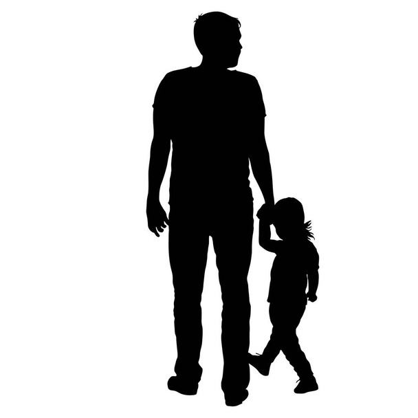 Silhouette einer glücklichen Familie auf weißem Hintergrund - Vektor, Bild