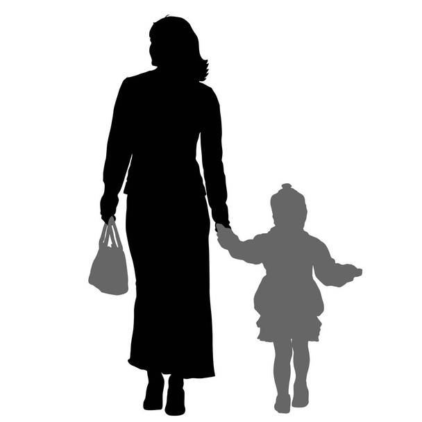 Silhouette of happy family on a white background. Vector illustration. - Vector, Image