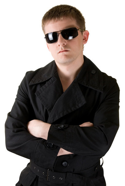 Man in black coat with sunglasses - Foto, afbeelding