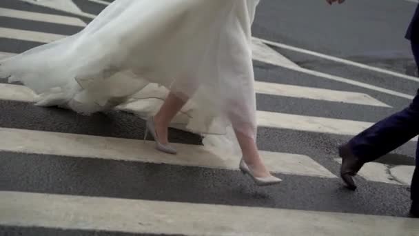 Bride and groom walking - Materiał filmowy, wideo