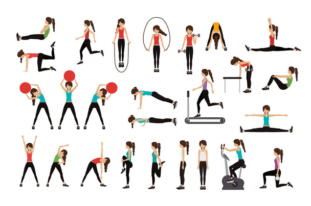 Woman doing excercise vector illustration - Vector, Image