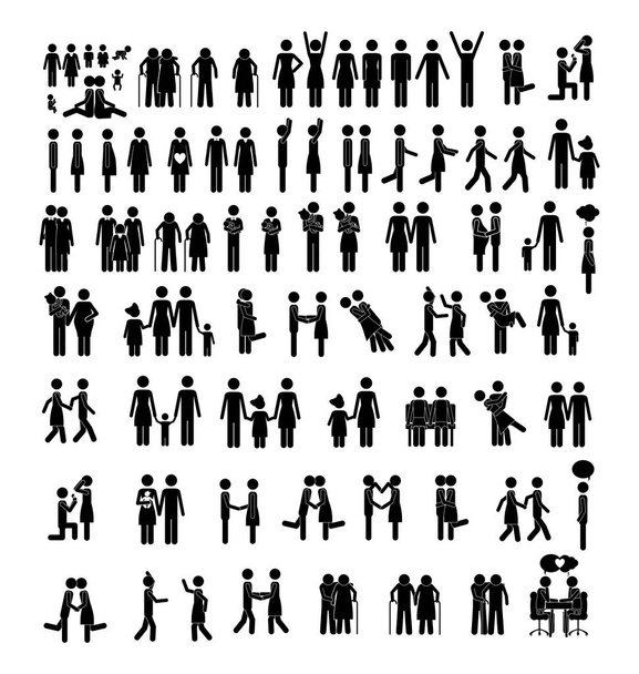Set of People icons in flat style, vector illustration - Vector, Image