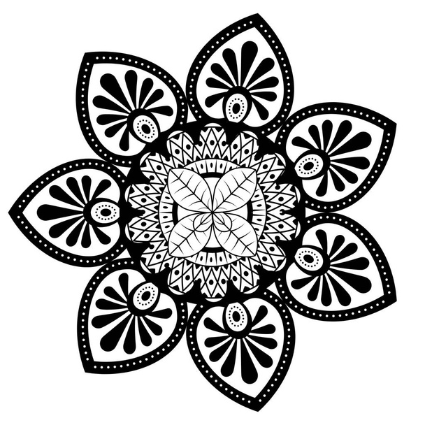 monochroom en circulaire Mandala - Vector, afbeelding