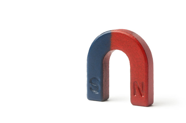Red and blue horseshoe magnet isolated on white background. - Photo, Image