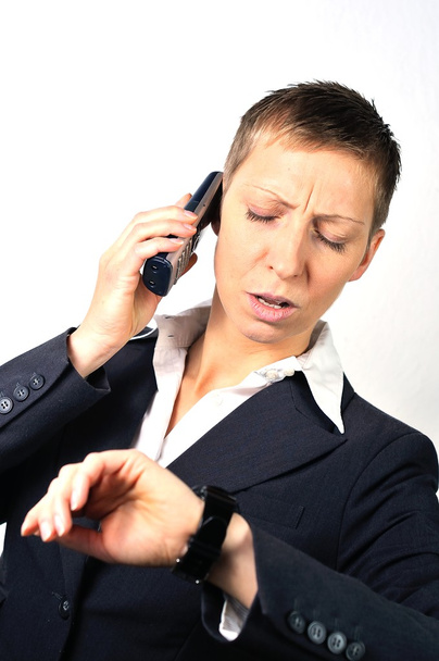 umutsuz ve stresli bir kadın ile bir telefon - Fotoğraf, Görsel