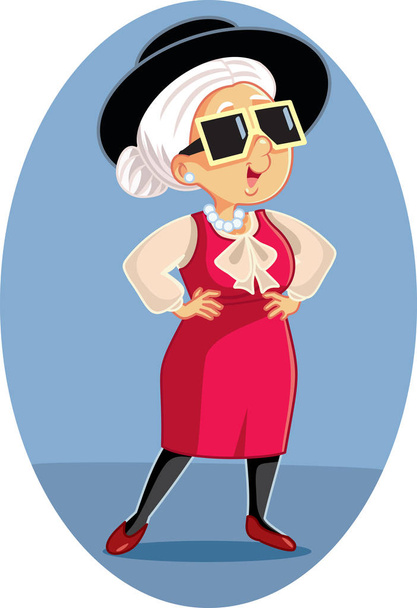 Trendy Stylish Fashion Senior Woman Cartoon - Vektor, obrázek