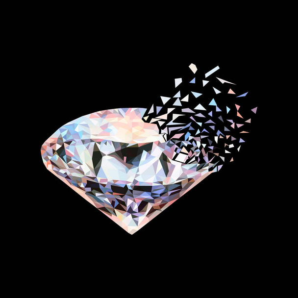 Diamond isolated on white photo-realistic illustration. Crystal. Chameleon brilliant. Sapphire, diamond logo, jewelry. - Vector, Image