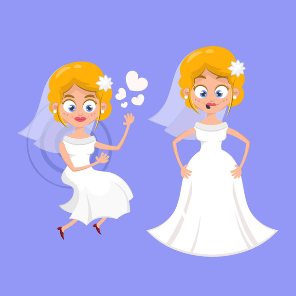 Pretty woman with wedding dress	 - Vector, Image