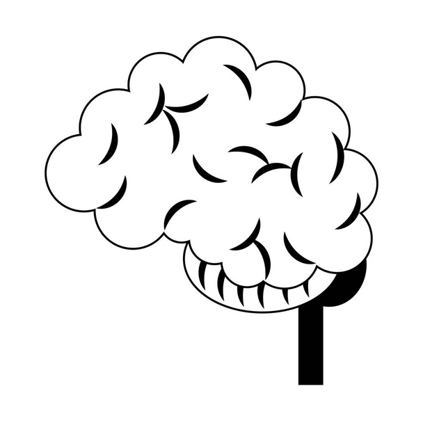 Symbole isolé de dessin animé cerveau humain en noir et blanc
 - Vecteur, image