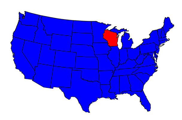 Ubicación del Estado de Wisconsin
 - Vector, imagen