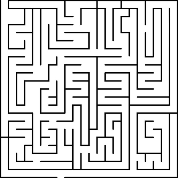 入り口と出口を持つ正方形の迷路。ライン迷路ゲーム。中程度の複雑さ。ベクトル  - ベクター画像