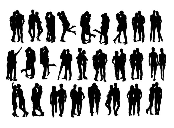Ζευγάρι ανθρώπων, τέχνη διανυσματική σιλουέτα σχεδίασης  - Διάνυσμα, εικόνα