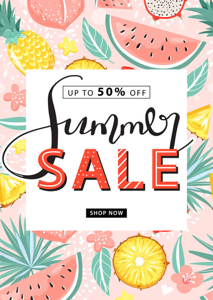 Summer sale promotion poster template. - Vector, Image