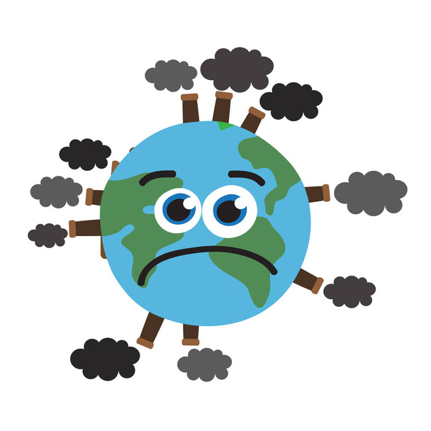 Planeta Země a znečištění ovzduší. Globální problémy. Vektorová ilustrace. - Vektor, obrázek