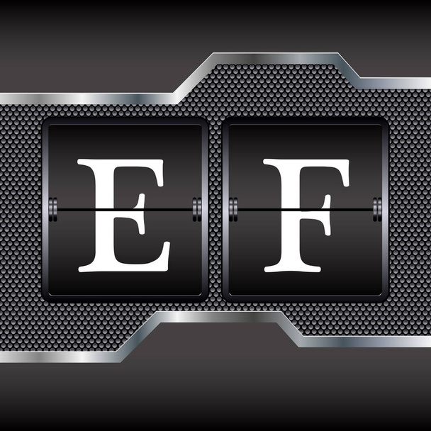 Alfabeto metálico de E-F mecânico, ilustração vetorial
 - Vetor, Imagem