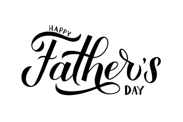 Happy Fathers Day calligraphy hand lettering isolated on white. Father day celebration typography poster. Easy to edit vector template for banner, greeting card, flyer, postcard, party invitation. - Вектор, зображення