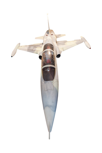 Вид сверху военного реактивного самолета изолированный белый
 - Фото, изображение