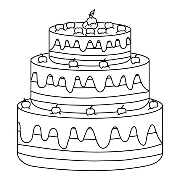 вкусный сладкий торт с вишней
 - Вектор,изображение
