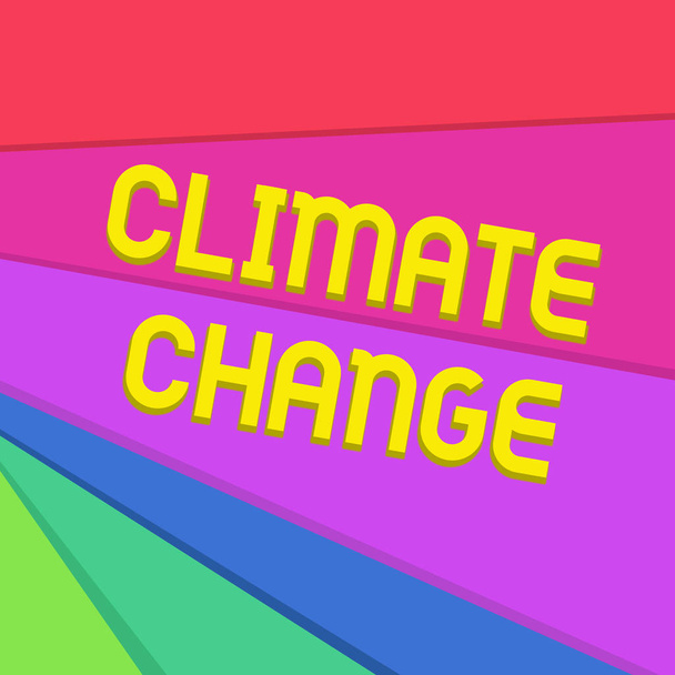 Handschriftliche Texte, die den Klimawandel beschreiben. Konzept bedeutet Anstieg der globalen Durchschnittstemperatur Wetterumwandlung mehrfarbige Blätter aus Papppapier in verschiedenen Farben zufällig platziert. - Foto, Bild