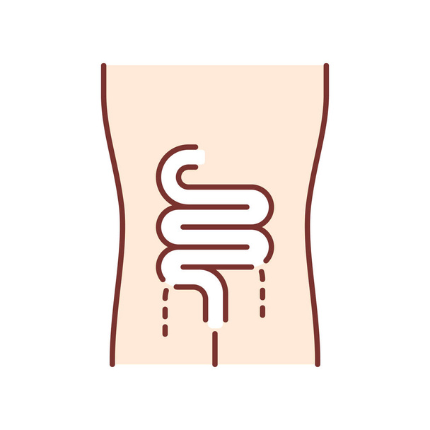 Ill intestines color icon. Sore human organ. People disease. Unh - Vector, Image