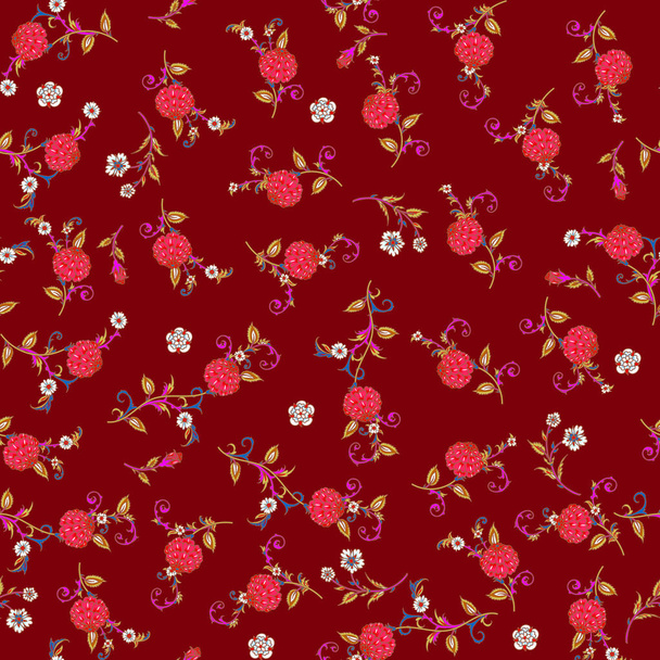 Seamless pattern in Turkish Iznik style with red roses - Διάνυσμα, εικόνα