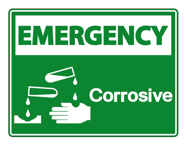Emergency korozyjne symbol znak izolat na białym tle, wektor ilustracji - Wektor, obraz