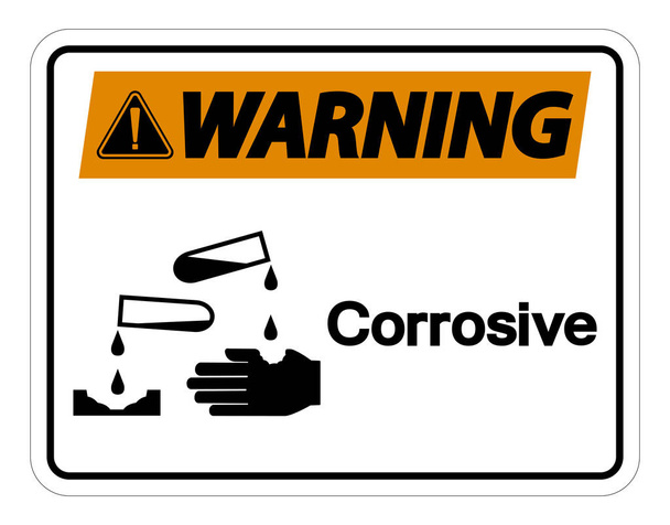 Предупреждение коррозионно-символический знак изолировать на белом фоне, векторная иллюстрация
 - Вектор,изображение