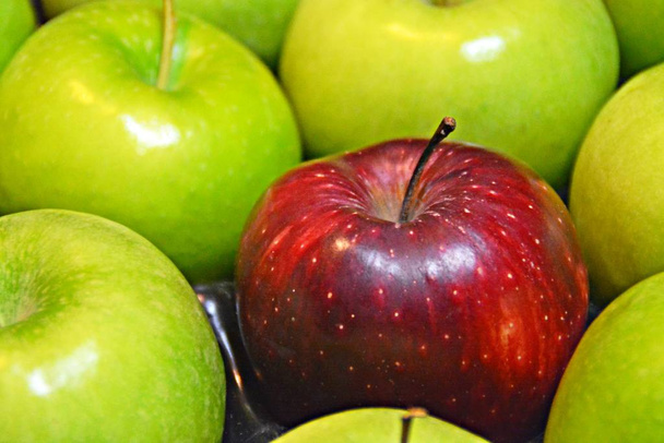 maçãs verdes com um vermelho
  - Foto, Imagem