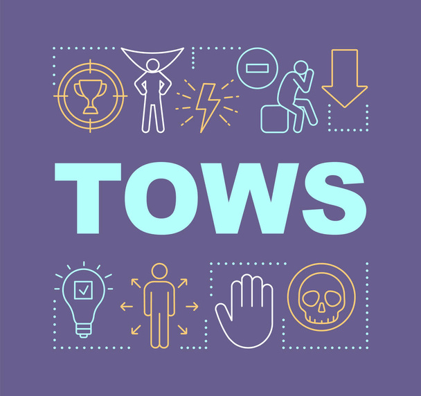 Банер концепцій фіолетового слова TOWS. Сила, слабкість, опортунізм
 - Вектор, зображення