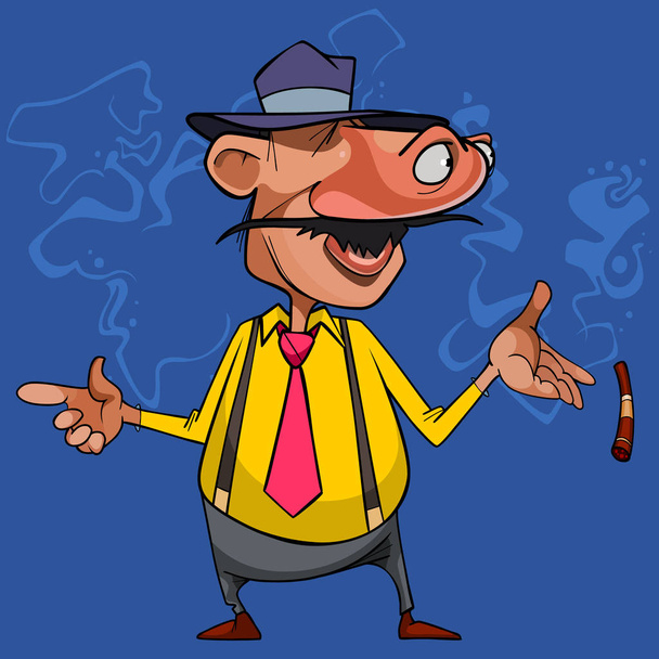 cartoon curious man moved his eyes to his nose - Vector, afbeelding