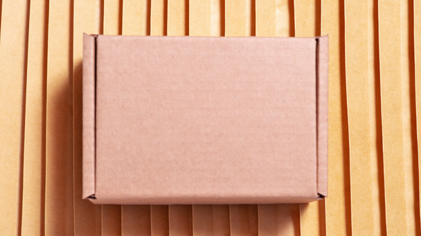 Καφέ κουτί από χαρτόνι μέσα σε φάκελο φυσαλίδων - Πλάνα, βίντεο