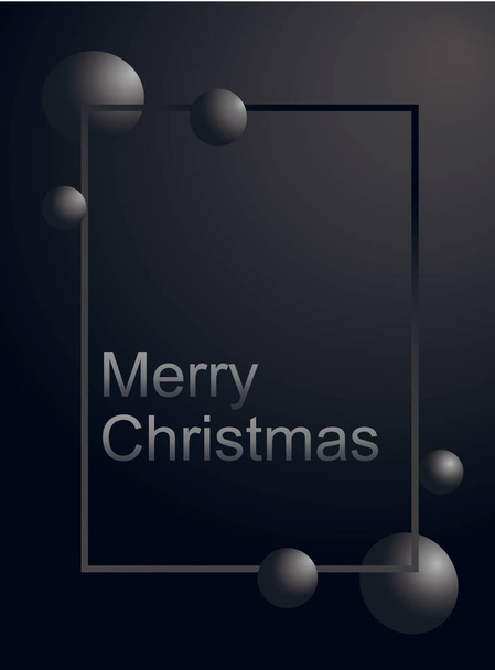 Поздравительная открытка и роскошная открытка С Новым 2020 годом и Рождеством Христовым с серебряным текстом и серыми шарами на матовом черном фоне. Векторная иллюстрация
 - Вектор,изображение