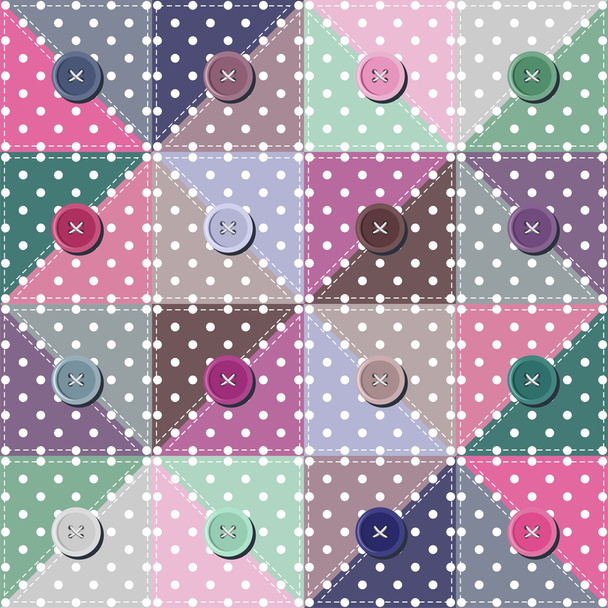 Patchwork background with buttons - Vector, Image