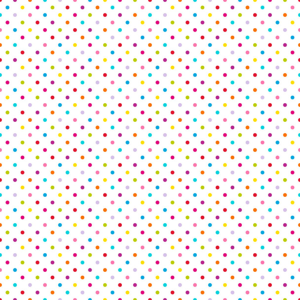 Bezproblemowy wzór małe kolorowe kropki na białym - Wektor, obraz