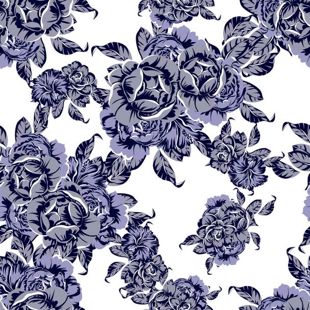 vector illustration of vintage flowers pattern background - Vettoriali, immagini