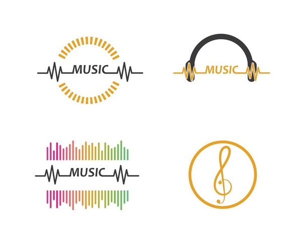 иконка вектора логотипа музыки, эквайзера и звукового эффекта
  - Вектор,изображение