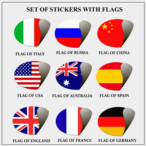 Set of stickers with flags. Illustration. - Photo, Image