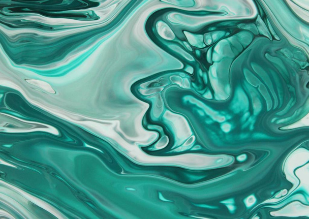 full frame shot of smeared turquoise paint for background - Foto, imagen